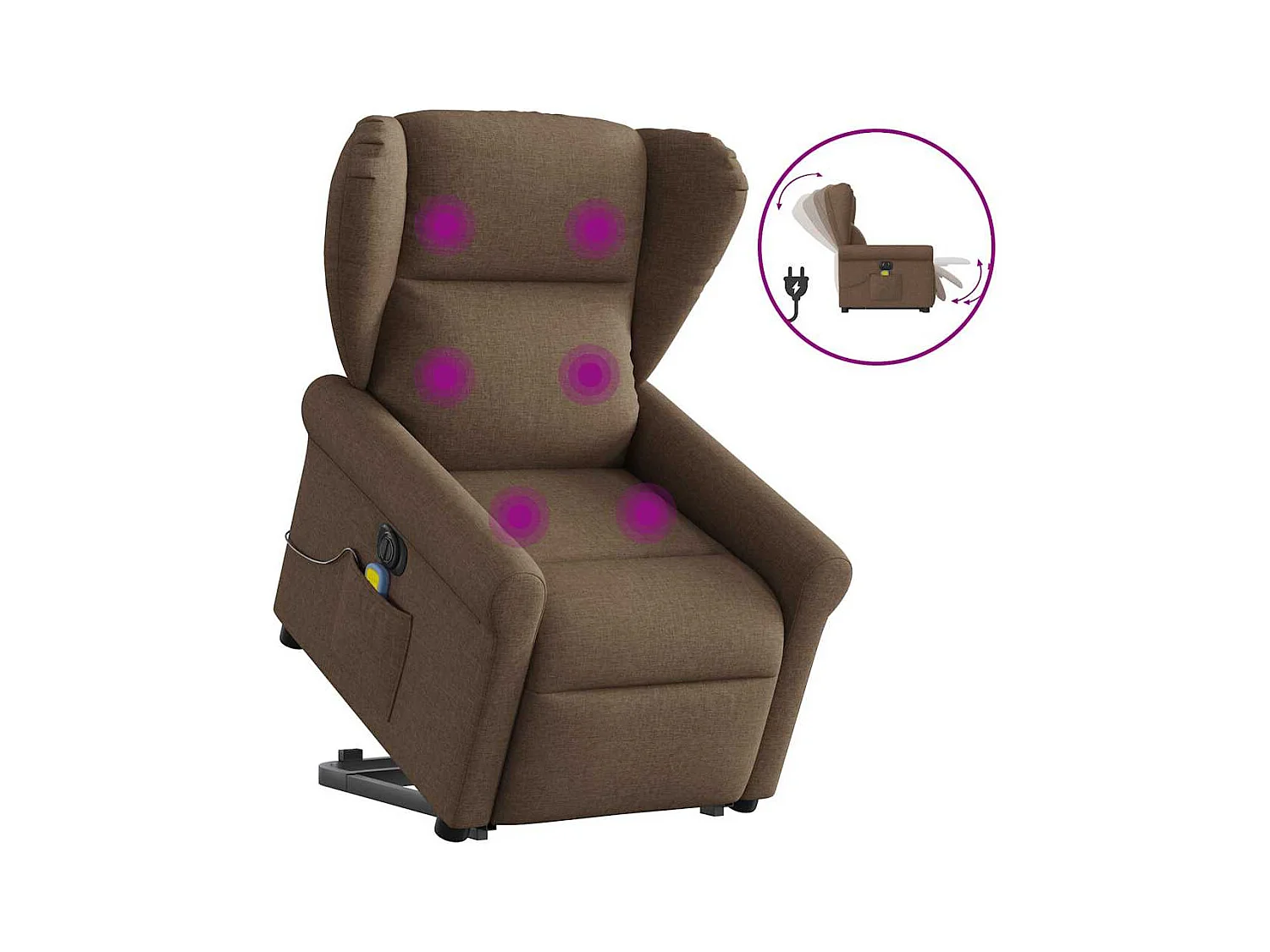 Poltrona reclinabile per massaggio elettrico in tessuto marrone