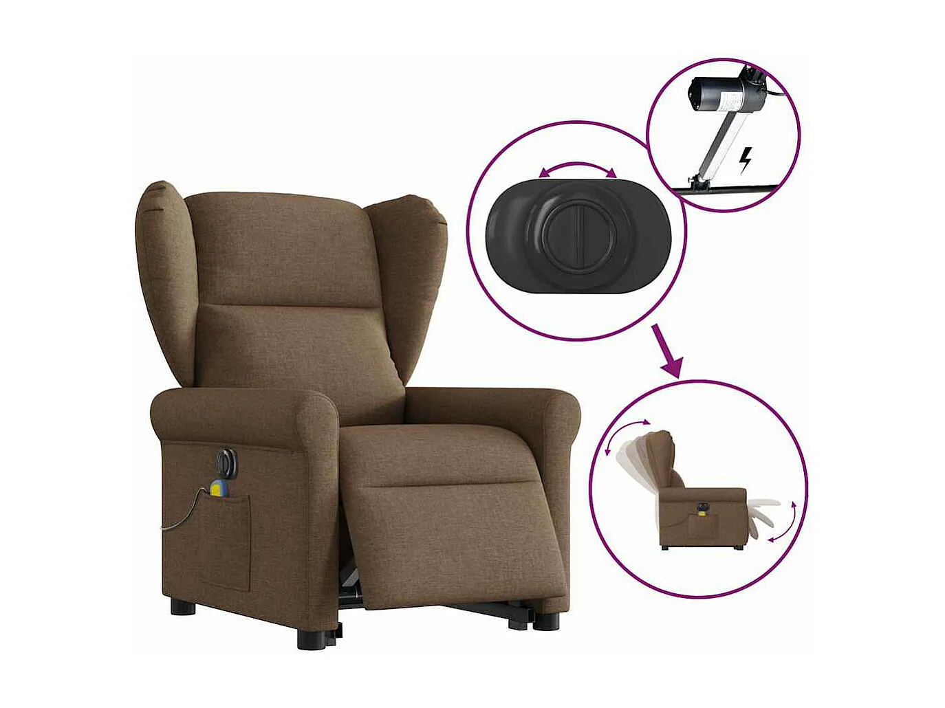 Fauteuil inclinable de massage électrique Marron Tissu
