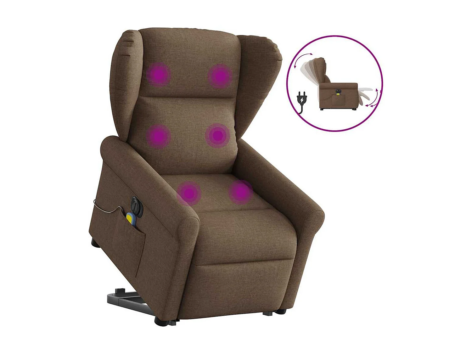Fauteuil inclinable de massage électrique Marron Tissu