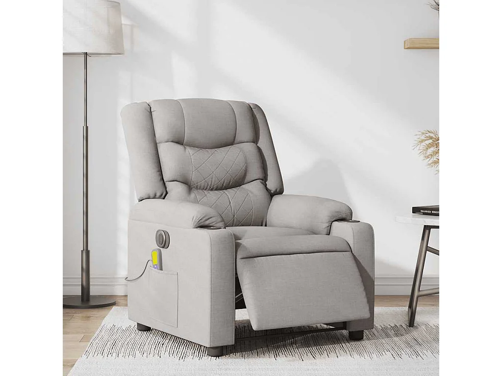 Fauteuil de massage inclinable électrique gris nuage tissu