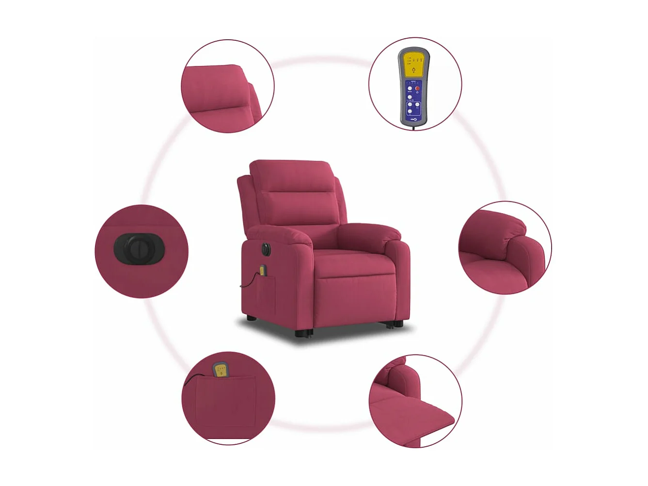 Fauteuil inclinable de massage électrique rouge bordeaux