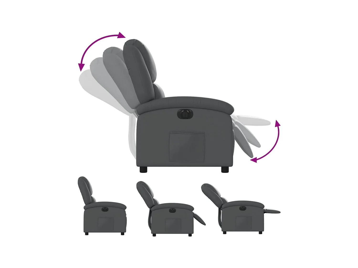 Fauteuil inclinable électrique Gris Similicuir