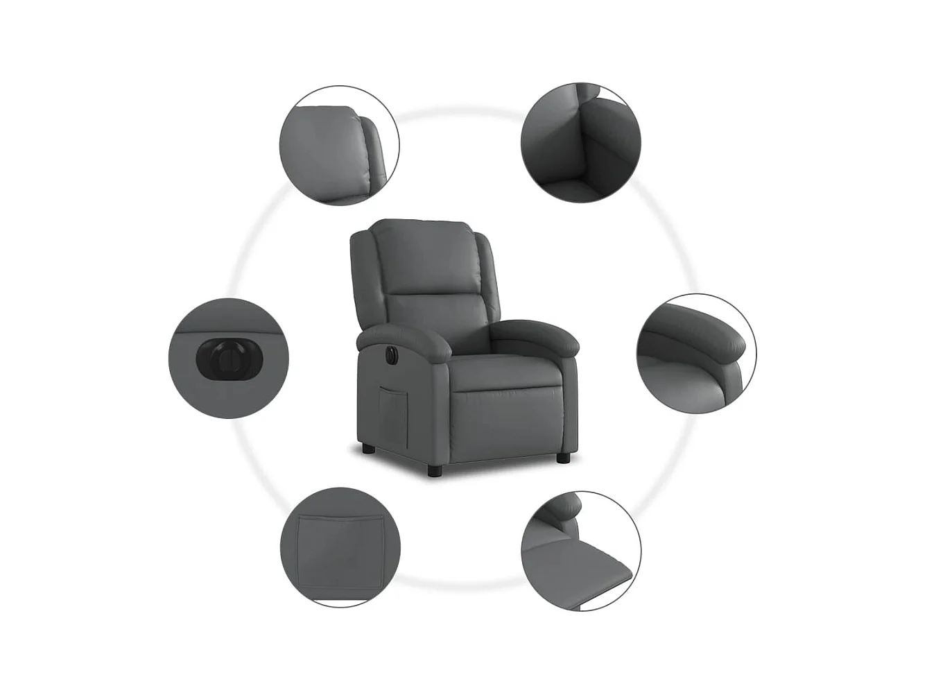 Fauteuil inclinable électrique Gris Similicuir