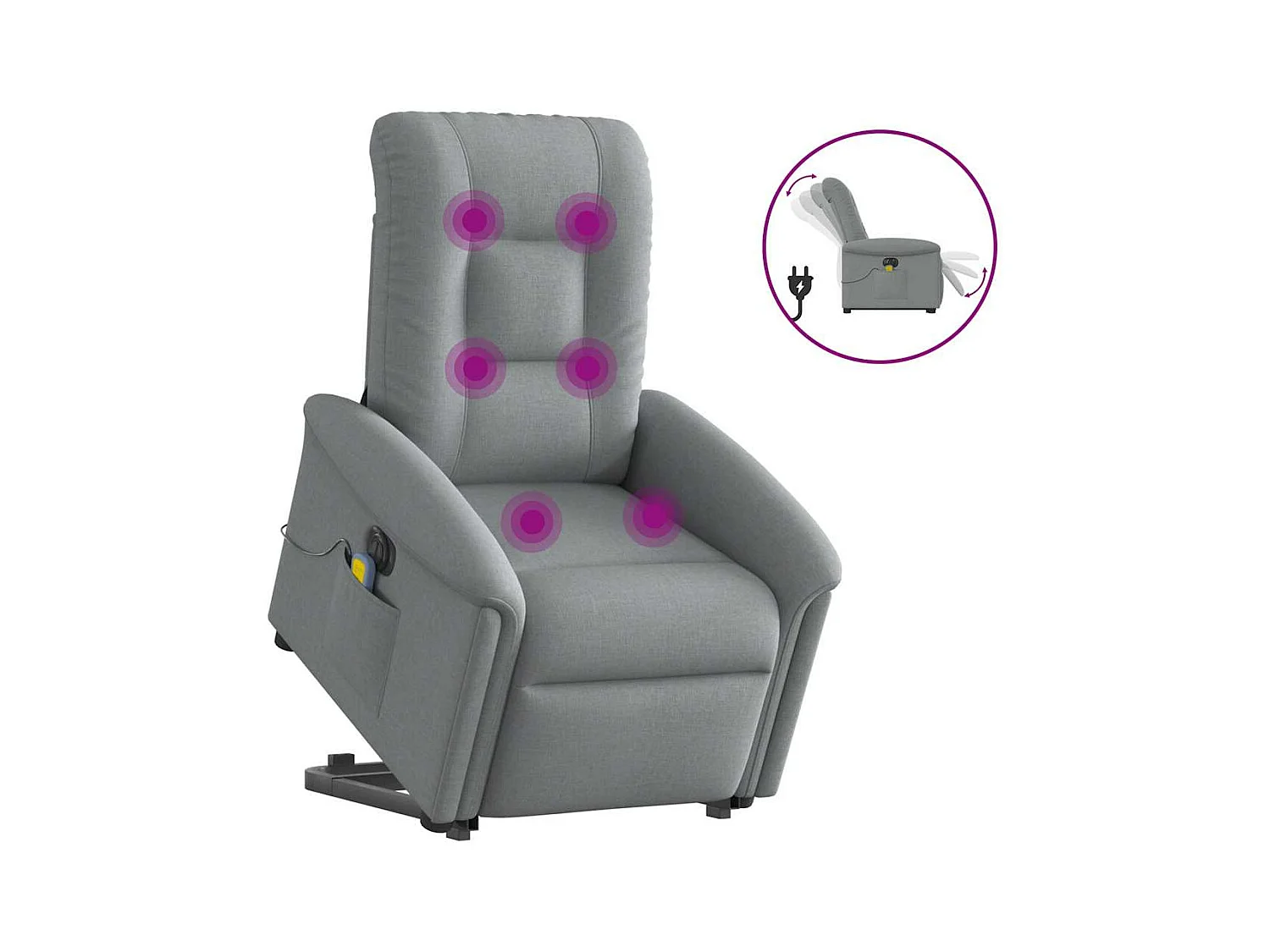 Poltrona reclinabile elettrica per massaggio in tessuto grigio chiaro