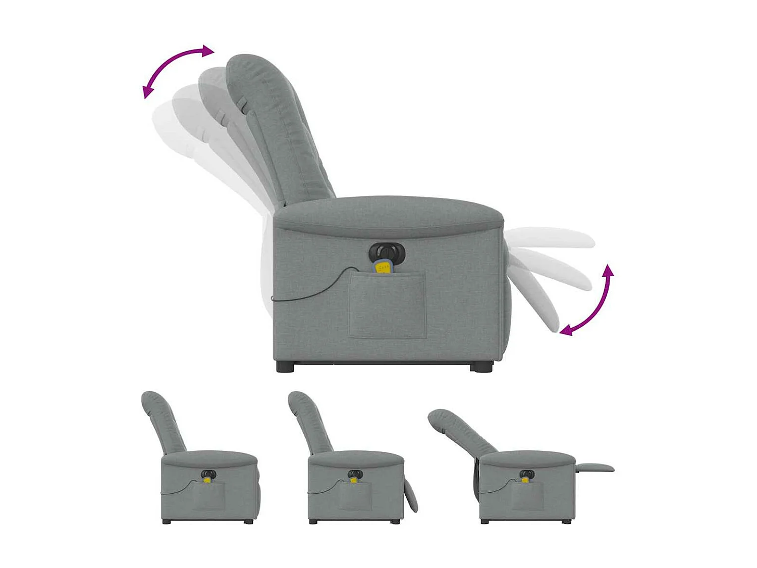 Fauteuil inclinable de massage électrique Gris clair Tissu