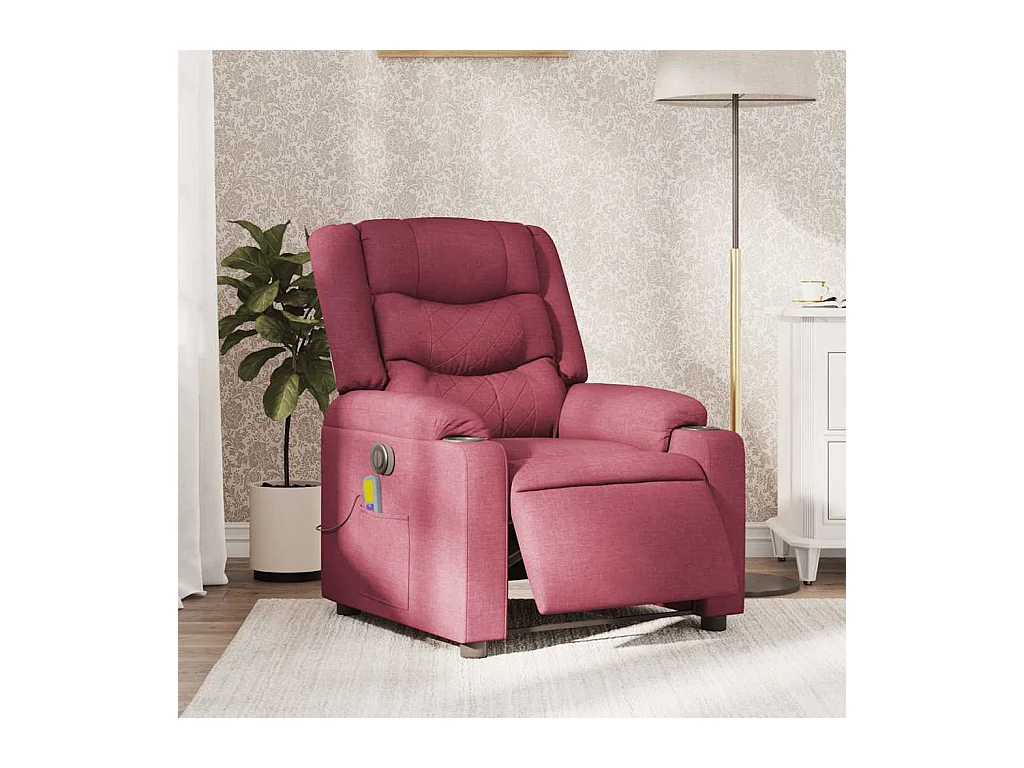 Fauteuil de massage inclinable électrique Rouge bordeaux Tissu