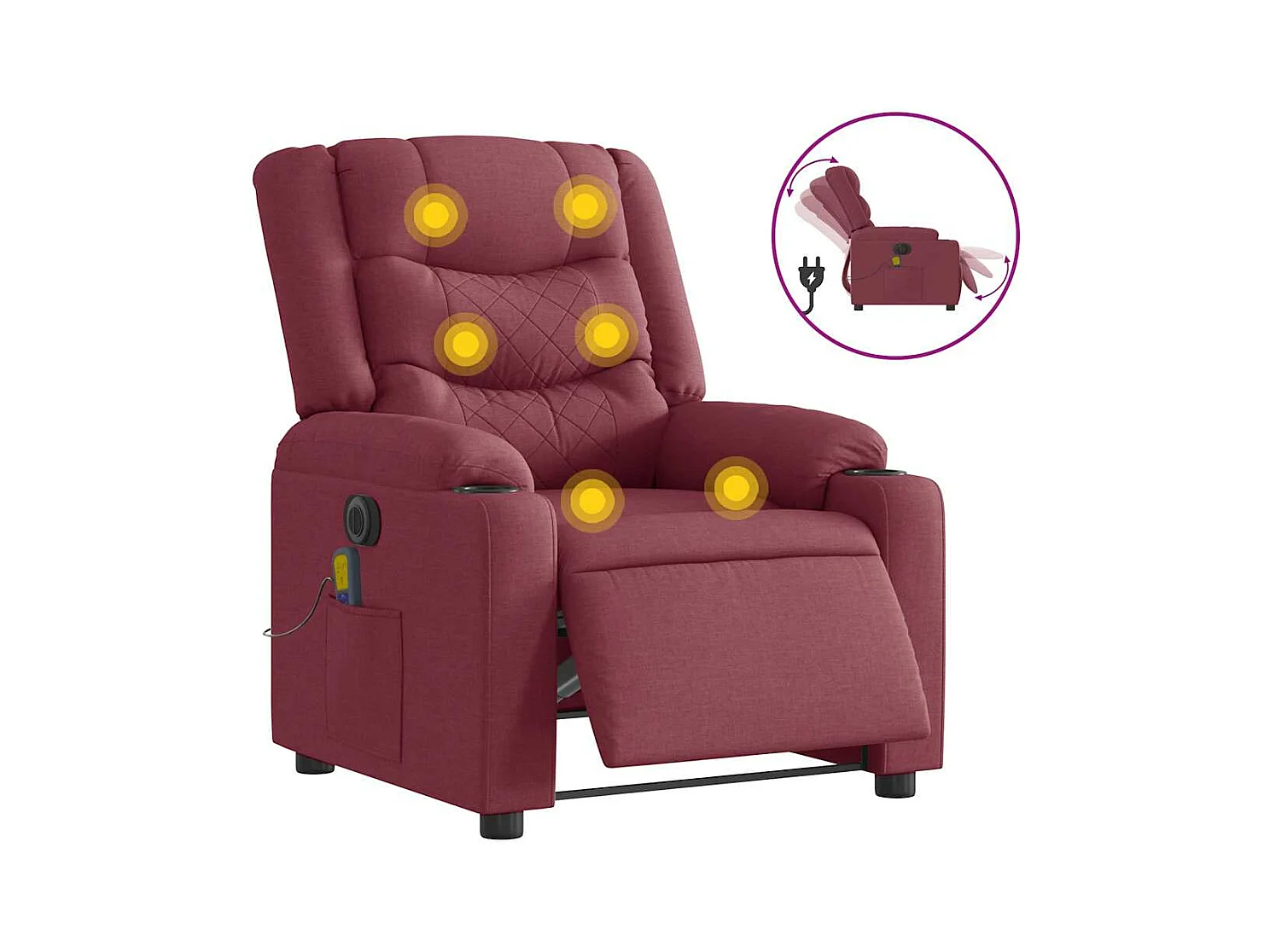 Fauteuil de massage inclinable électrique Rouge bordeaux Tissu