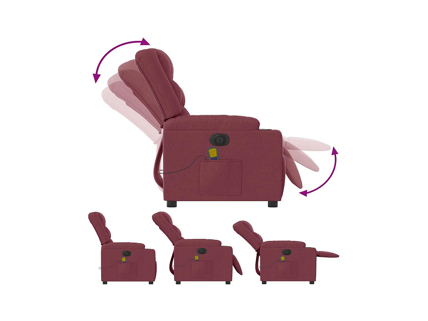 Fauteuil de massage inclinable électrique Rouge bordeaux Tissu