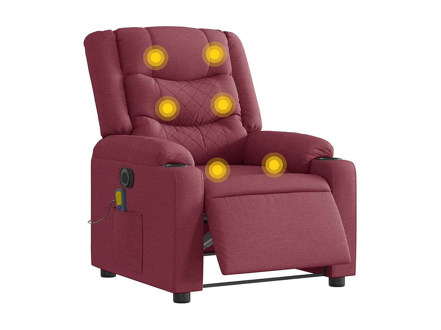 Sillón de masaje eléctrico reclinable de tela color rojo burdeos
