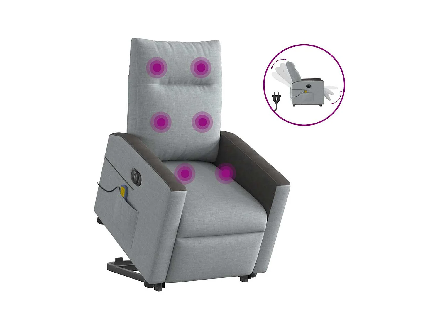 Fauteuil inclinable de massage électrique Gris clair Tissu