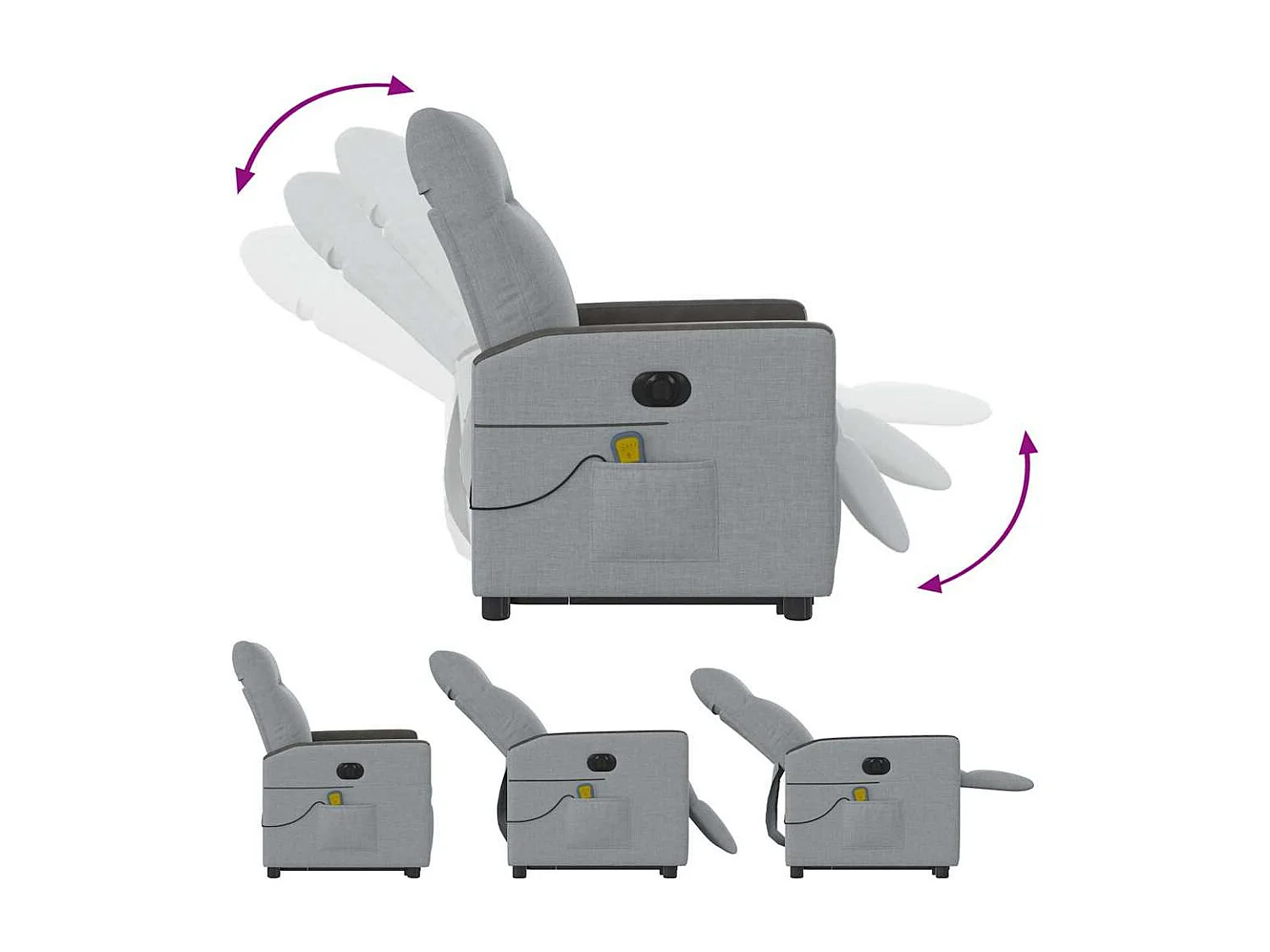 Elektrische massagestoel lichtgrijze stof