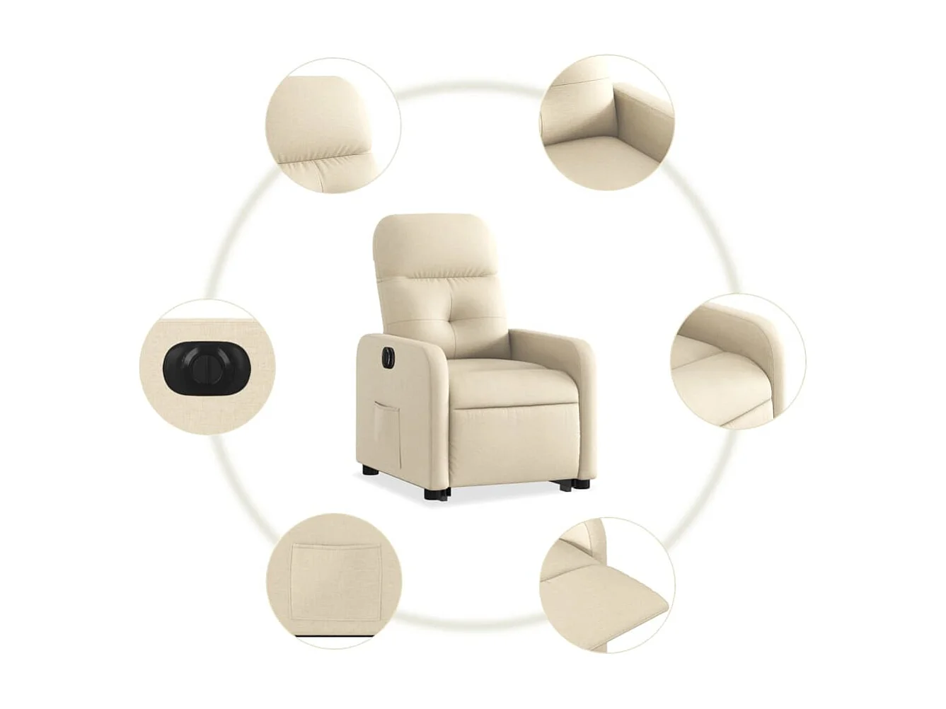 Fauteuil inclinable électrique crème tissu