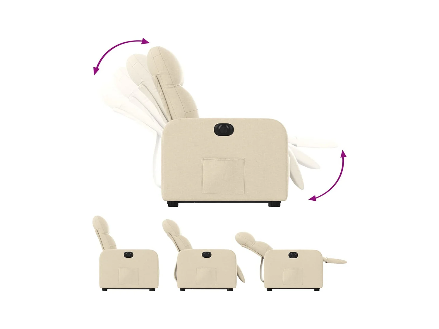 Fauteuil inclinable électrique crème tissu
