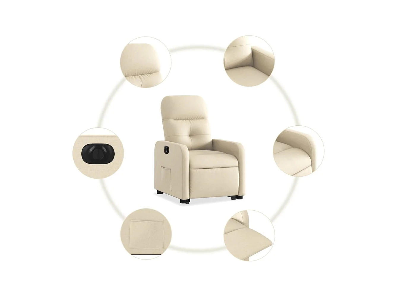 Fauteuil inclinable électrique crème tissu