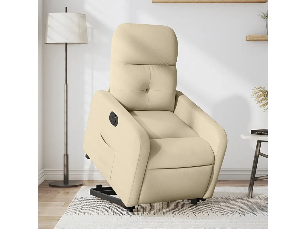 Fauteuil inclinable électrique crème tissu