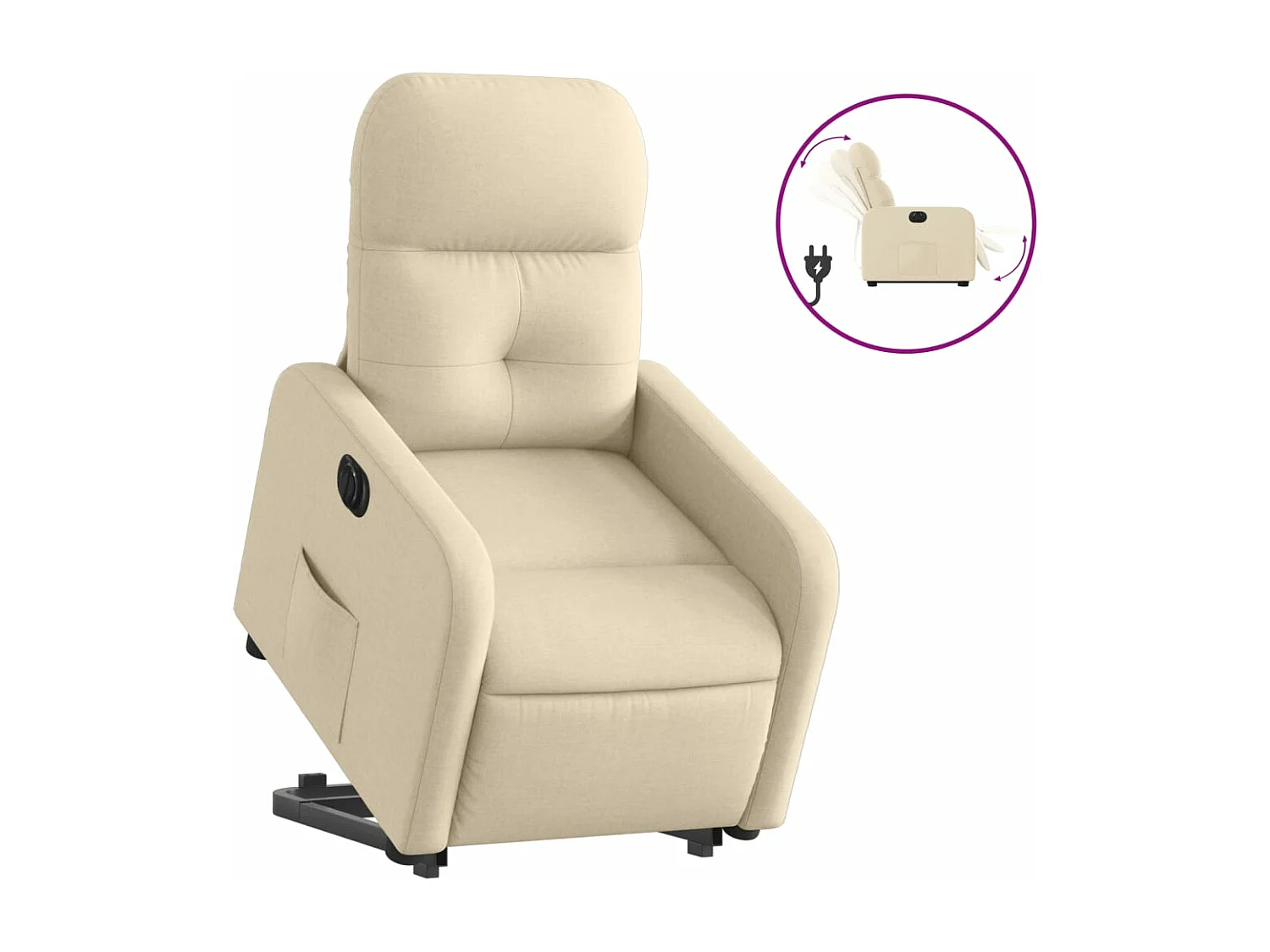 Fauteuil inclinable électrique crème tissu