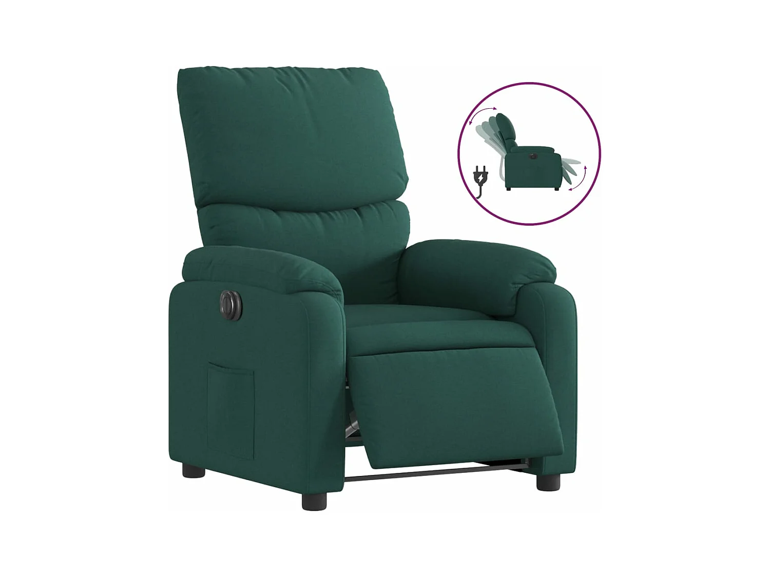 Fauteuil inclinable électrique Vert foncé Tissu