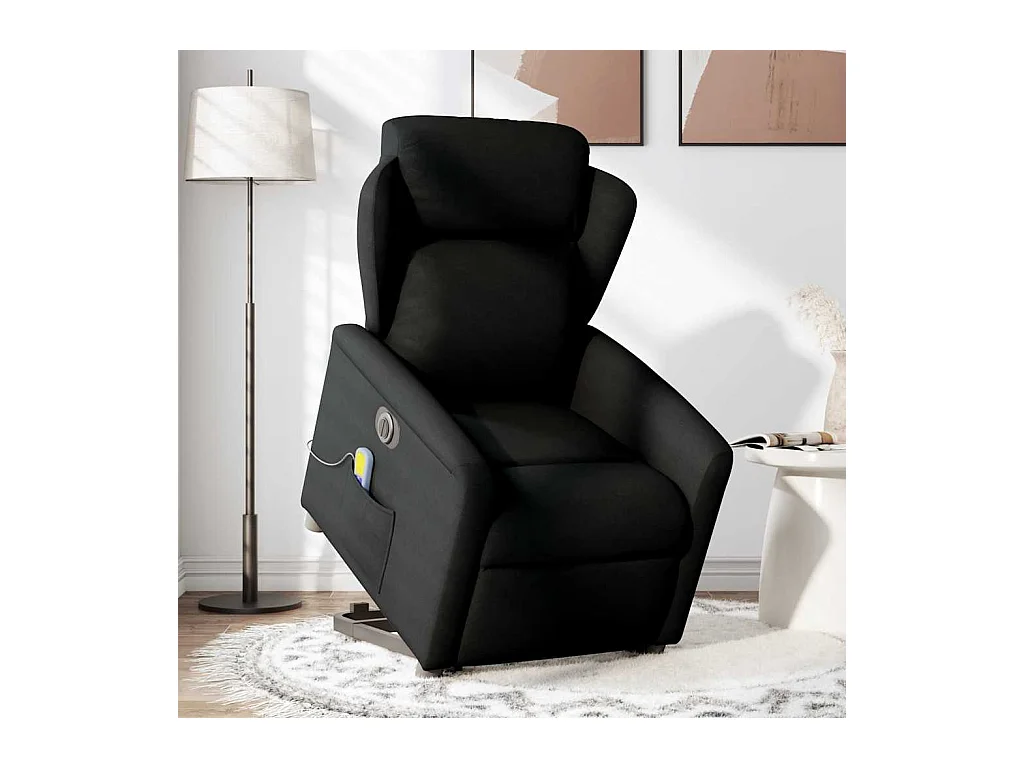 Fauteuil inclinable de massage électrique Noir Tissu