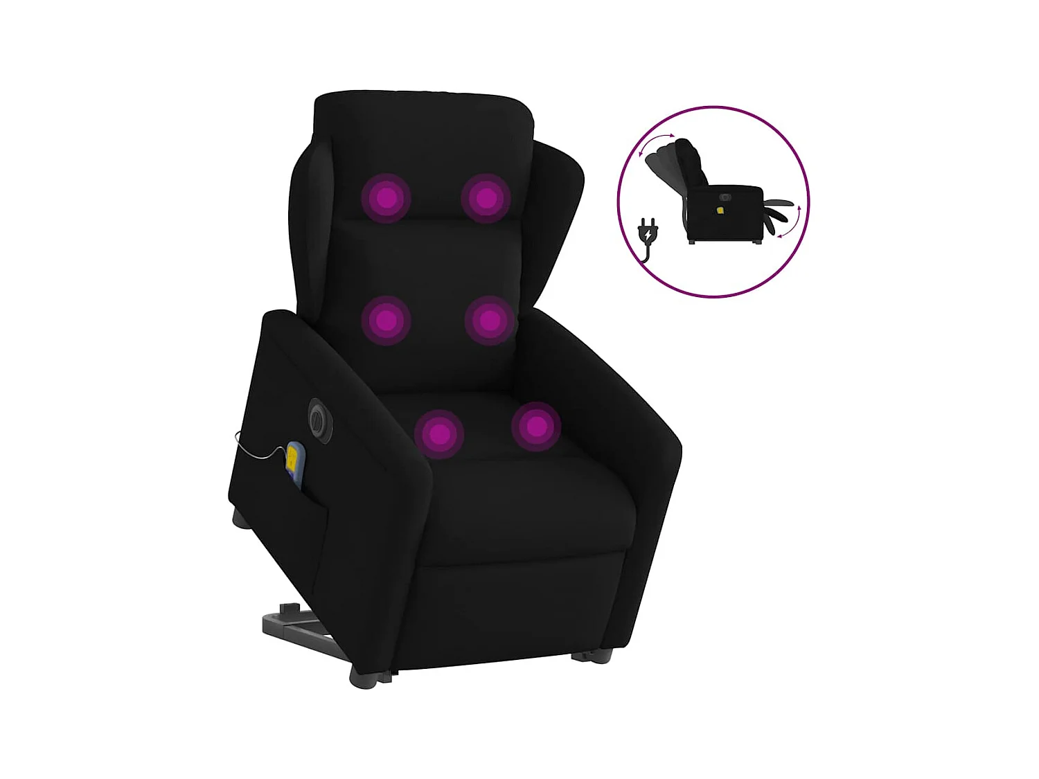 Cadeira reclinável elétrica de massagem de tecido preto