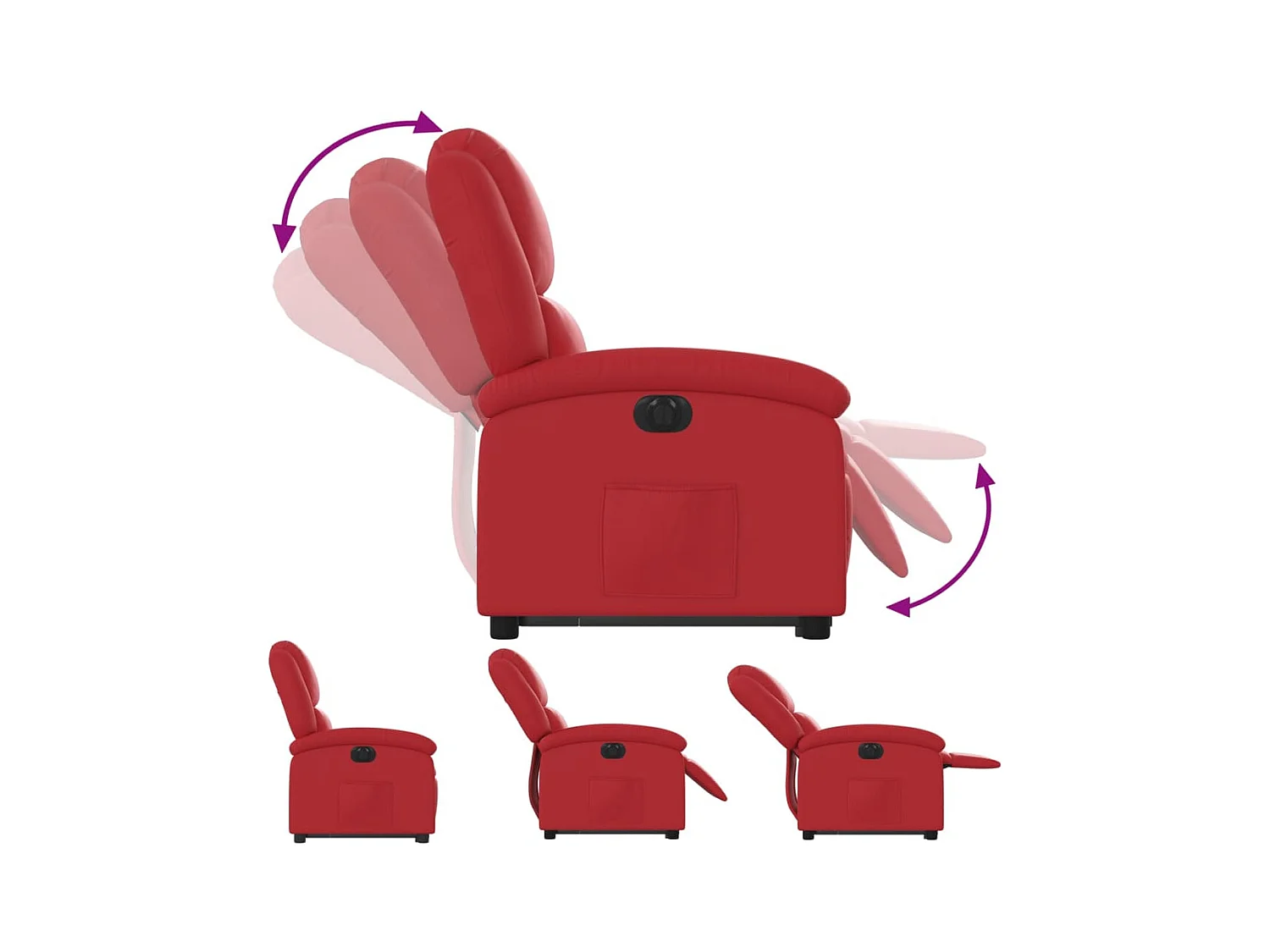 Poltrona reclinabile elettrica in similpelle rossa