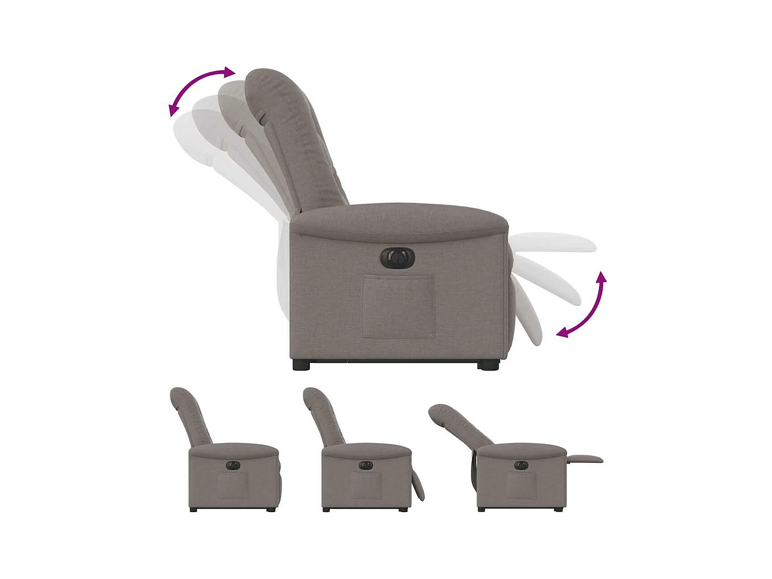 Elektrische relaxfauteuil taupe stof