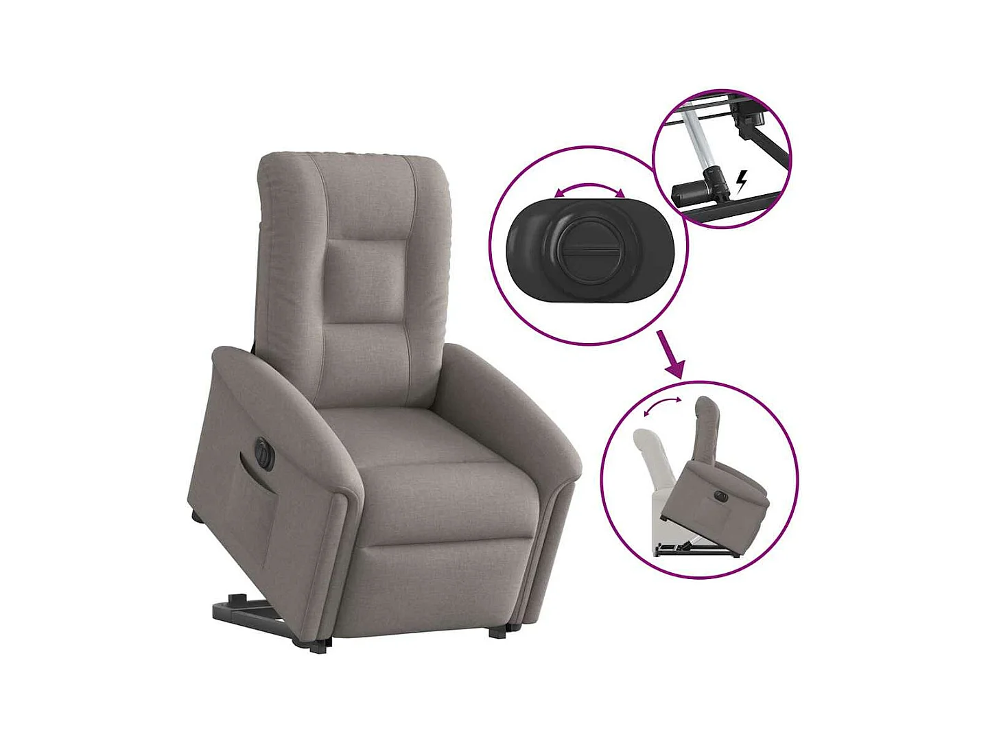 Elektrische relaxfauteuil taupe stof