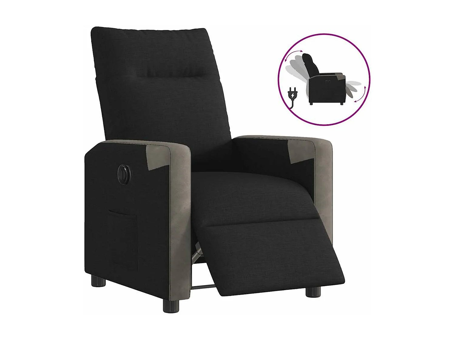 Fauteuil inclinable électrique Noir Tissu