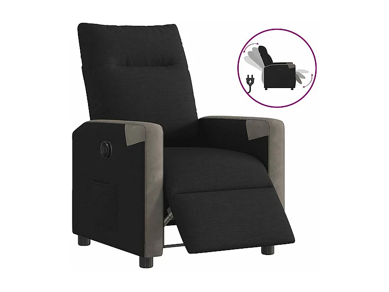 Fauteuil inclinable électrique Noir Tissu