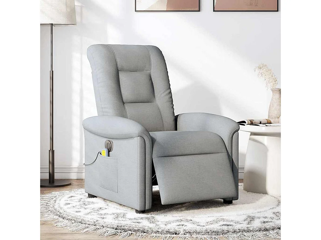 Fauteuil de massage inclinable électrique gris clair tissu