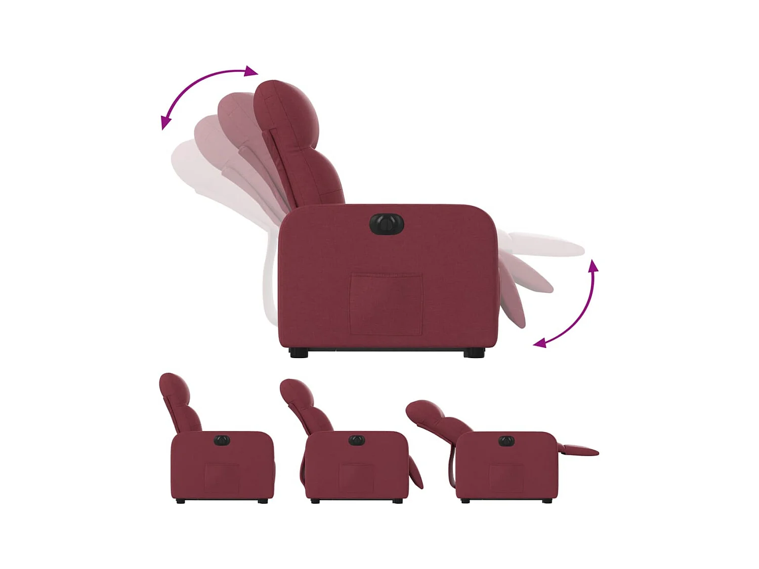 Fauteuil inclinable électrique rouge bordeaux tissu