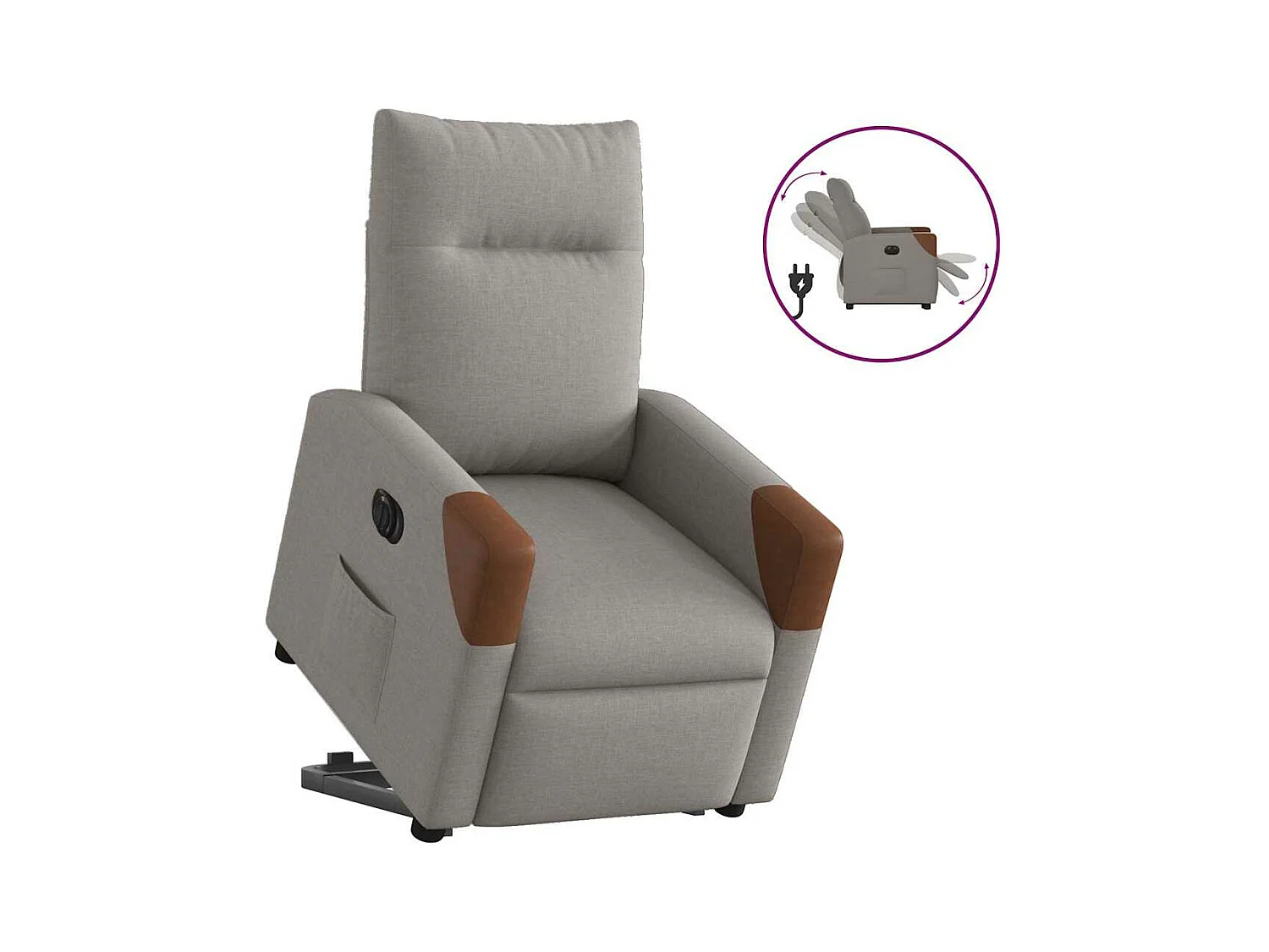 Fauteuil inclinable électrique taupe tissu