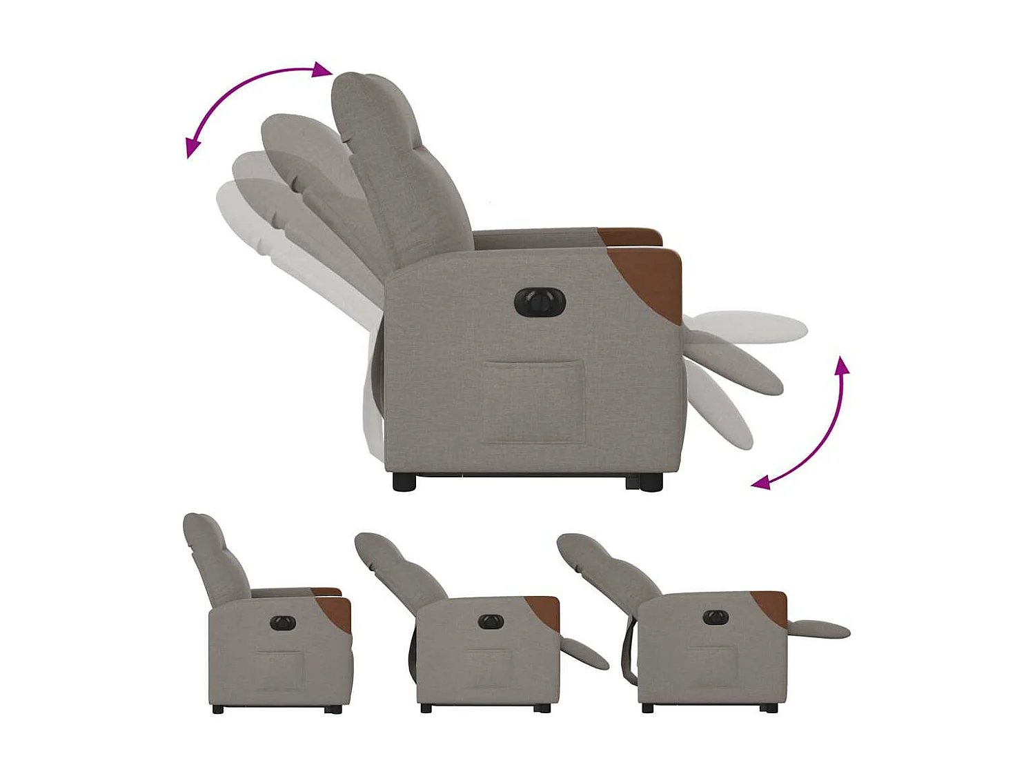 Elektrischer Relaxsessel, taupefarbener Stoff