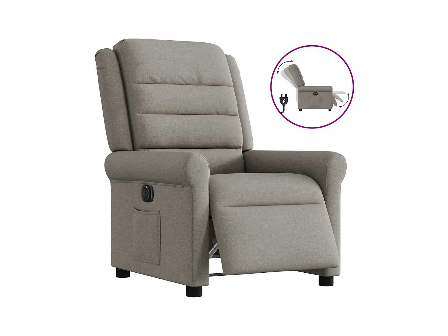 Fauteuil inclinable électrique Taupe Tissu