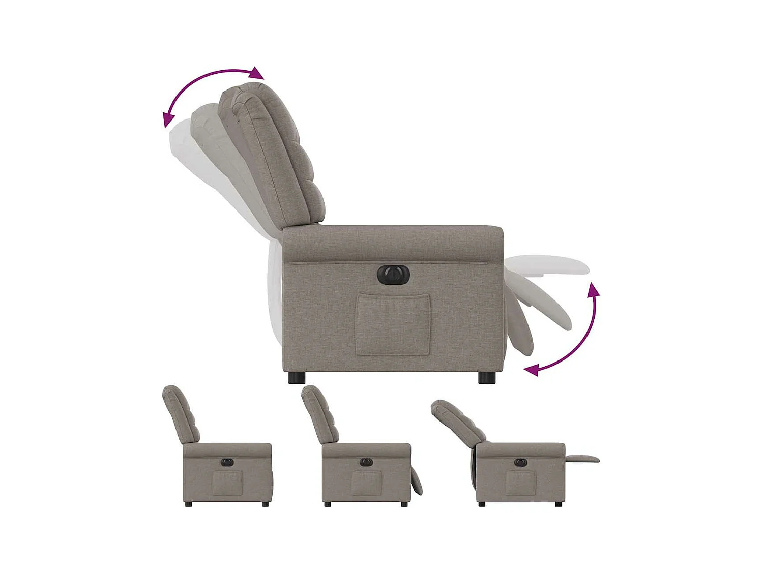 Fauteuil inclinable électrique Taupe Tissu