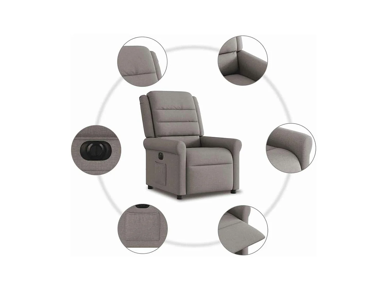 Fauteuil inclinable électrique Taupe Tissu