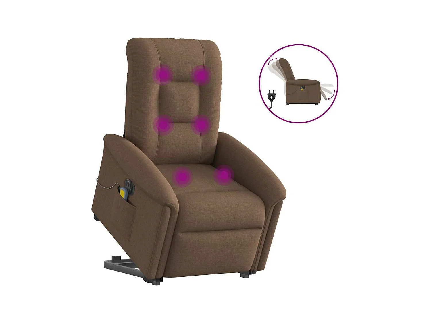 Fauteuil inclinable de massage électrique Marron Tissu