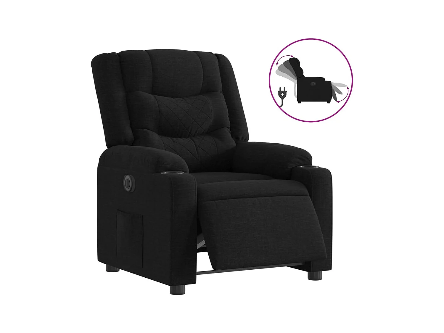 Fauteuil inclinable électrique Noir Tissu