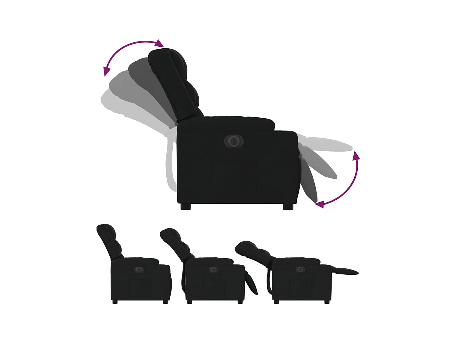 Fauteuil inclinable électrique Noir Tissu