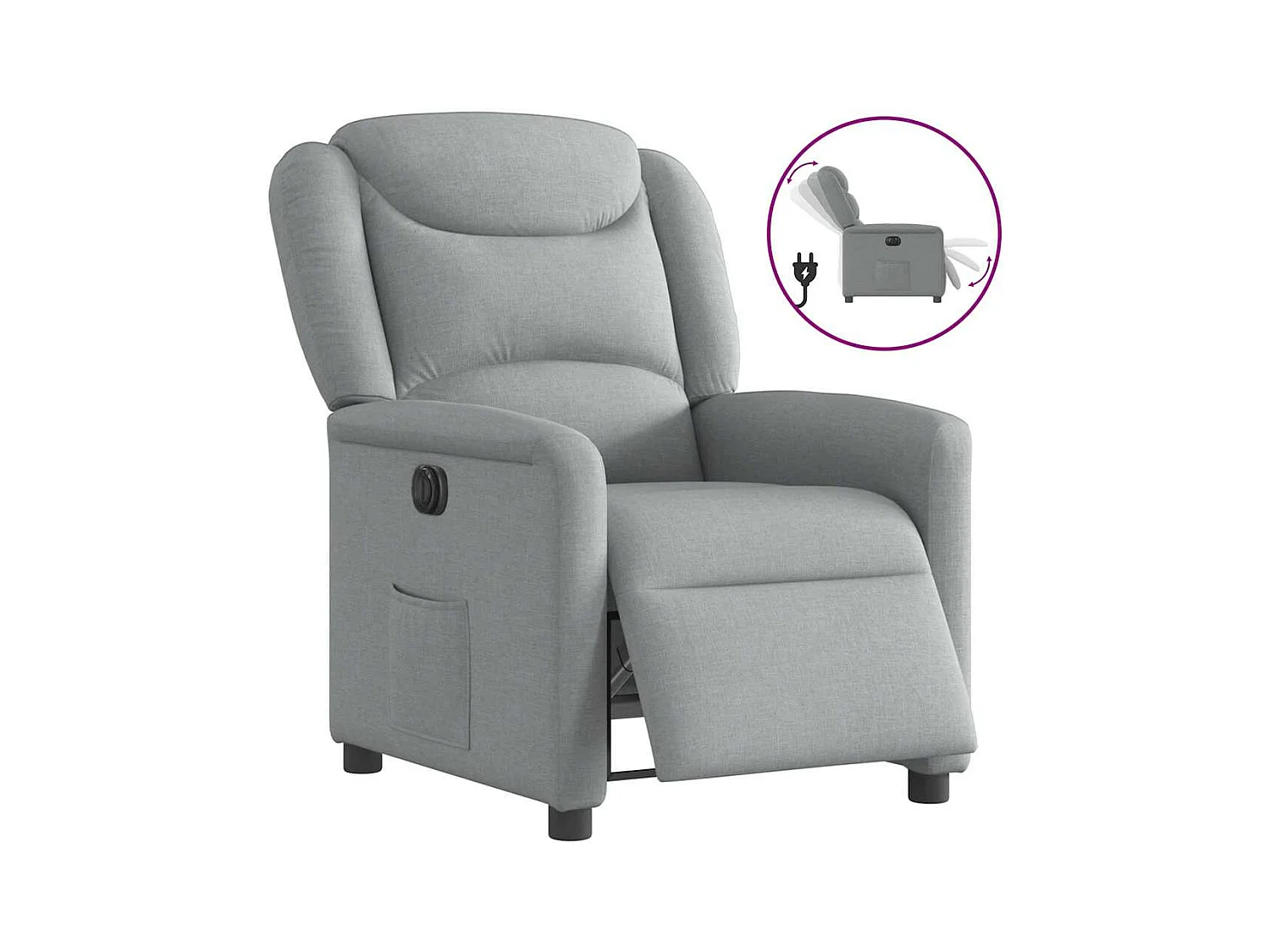 Fauteuil inclinable électrique Gris clair Tissu