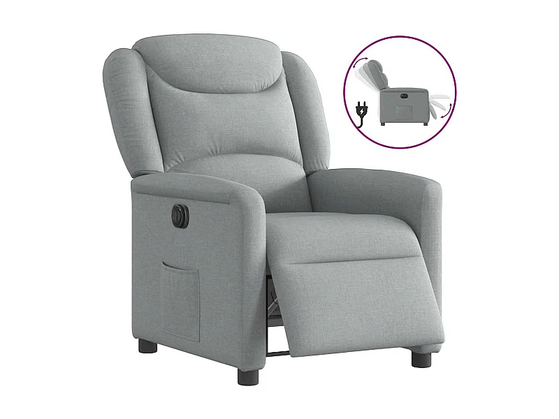 Poltrona reclinabile elettrica in tessuto grigio chiaro