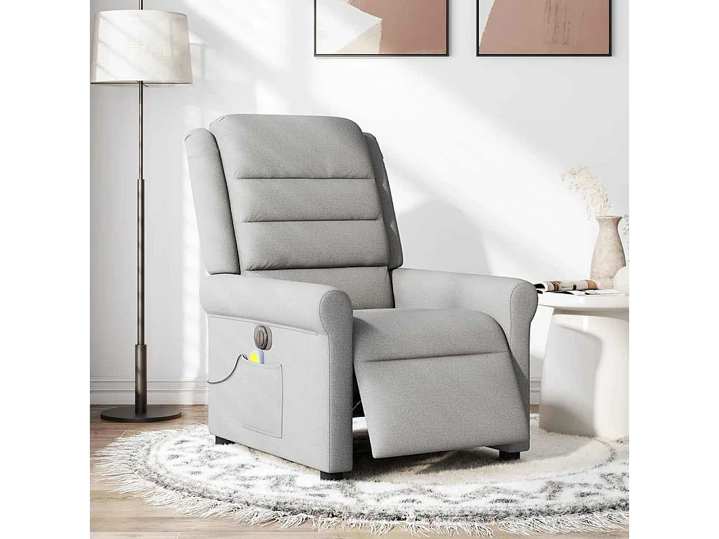 Fauteuil de massage inclinable électrique gris nuage tissu
