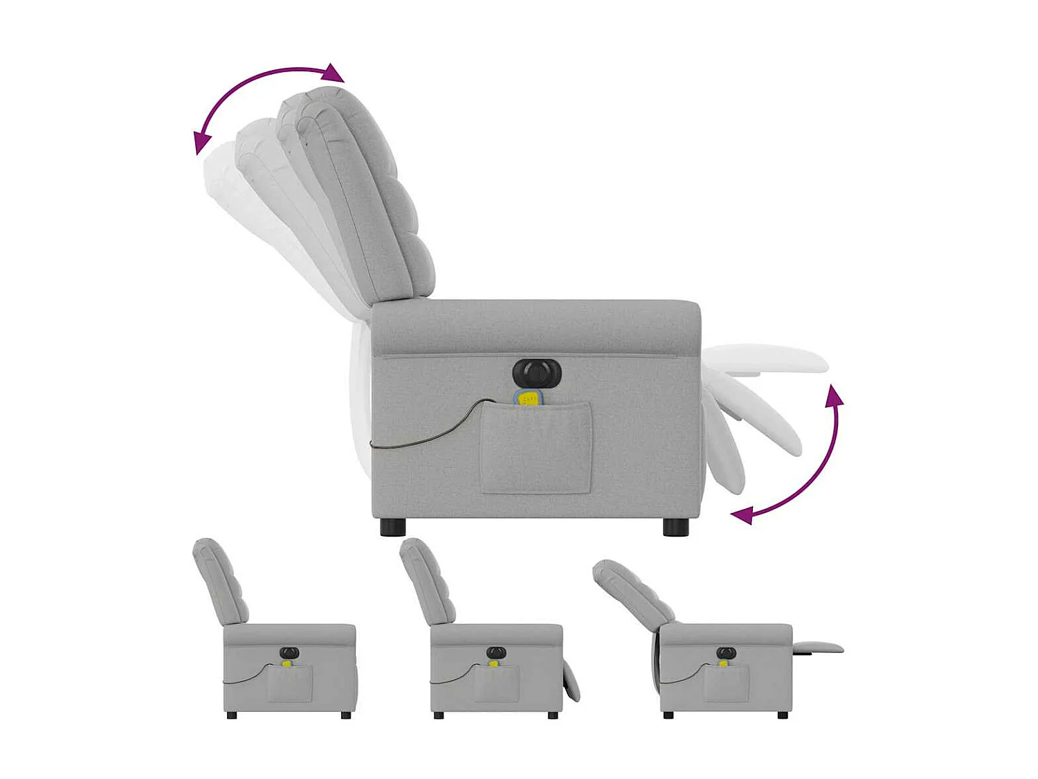 Fauteuil de massage inclinable électrique gris nuage tissu