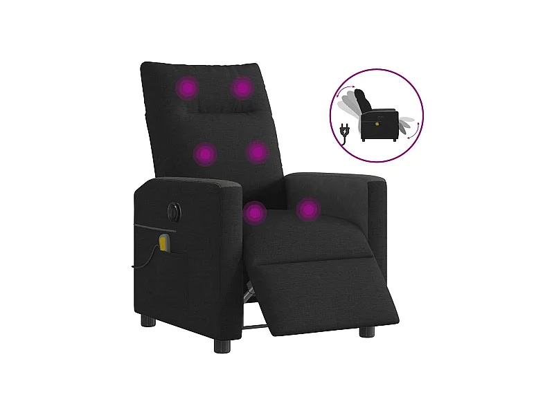 Cadeira de massagem elétrica reclinável de tecido preto
