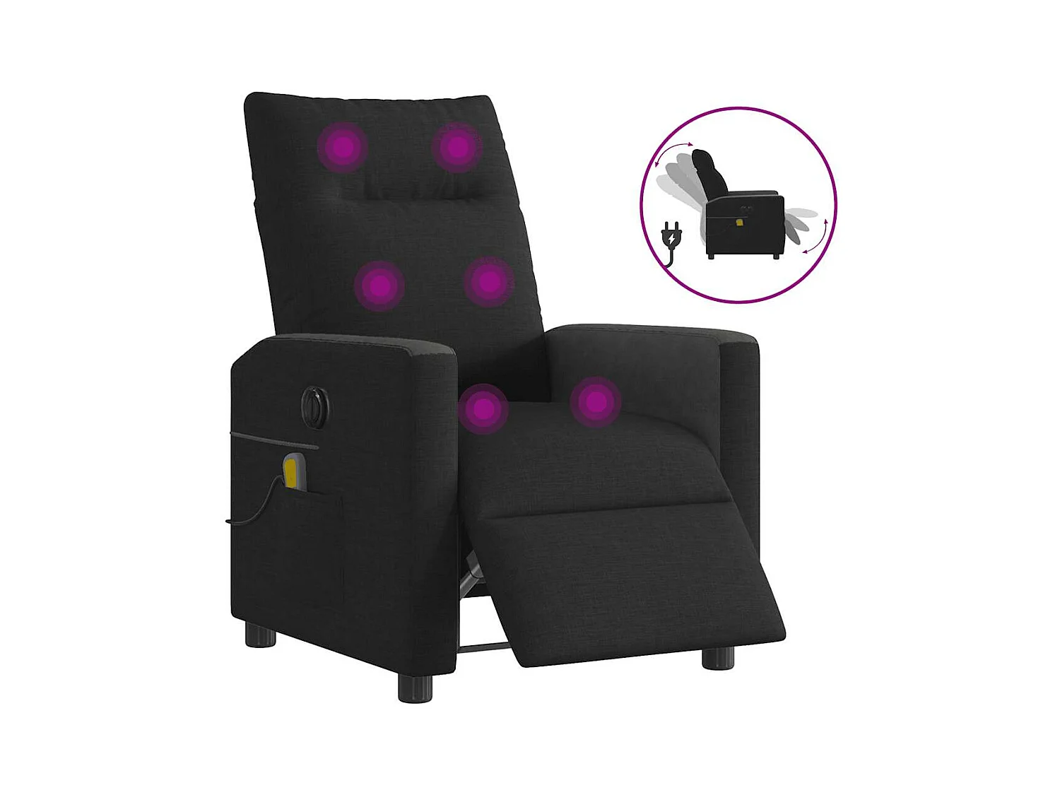 Fauteuil de massage inclinable électrique Noir Tissu