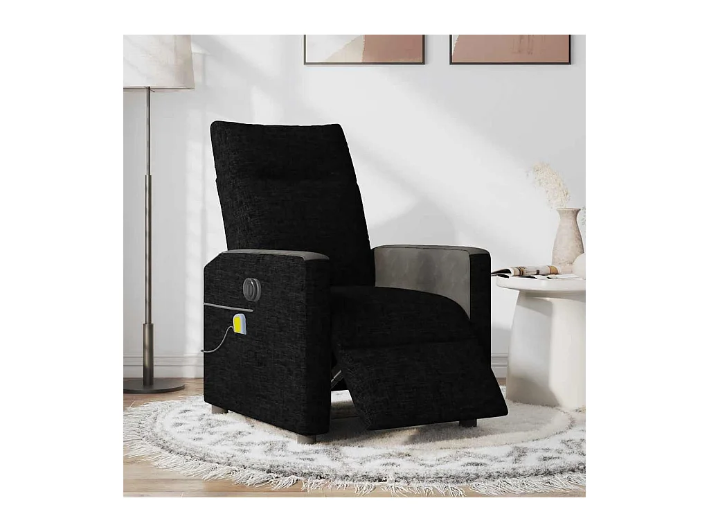 Fauteuil de massage inclinable électrique Noir Tissu