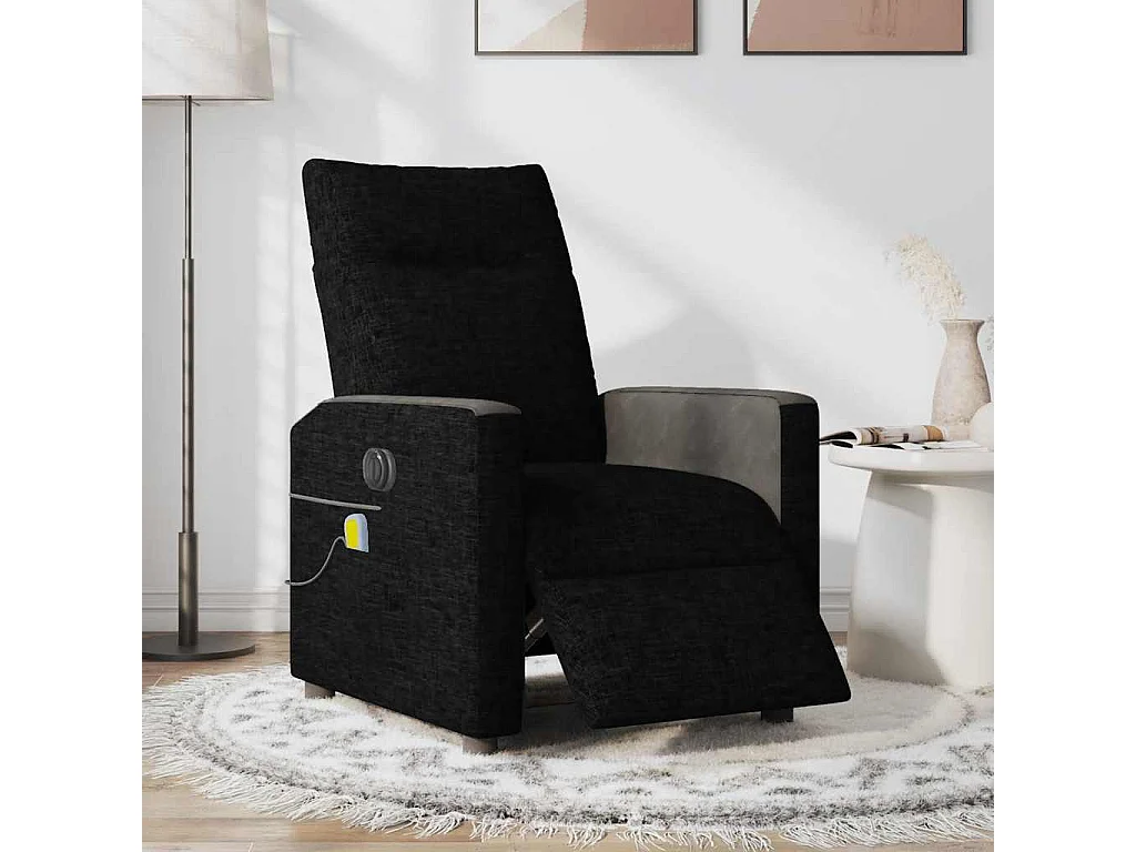Fauteuil de massage inclinable électrique Noir Tissu