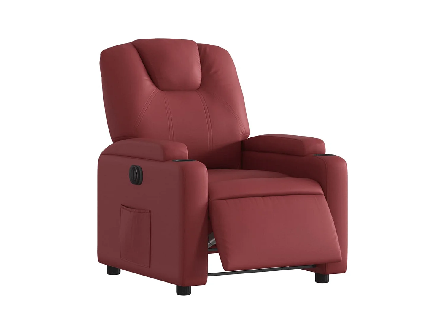 Elektrische relaxfauteuil van imitatieleer in bordeauxrood