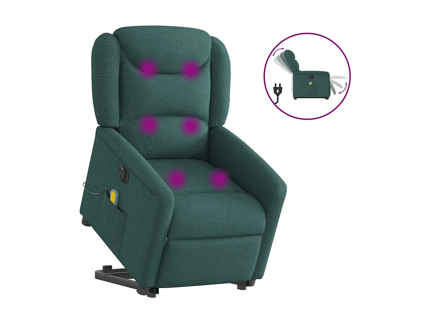 Fauteuil inclinable de massage électrique Vert foncé Tissu