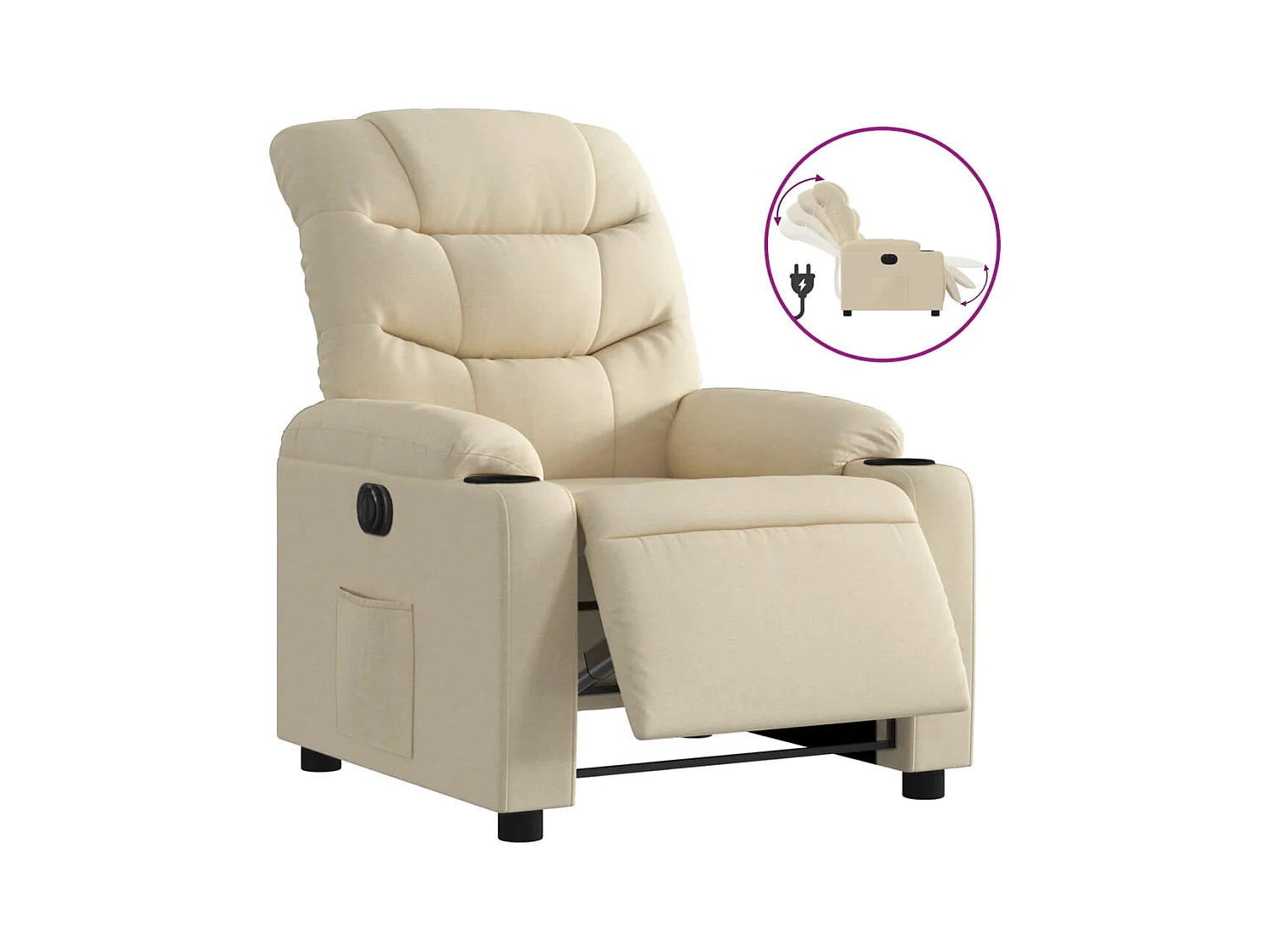 Fauteuil inclinable électrique Crème Tissu