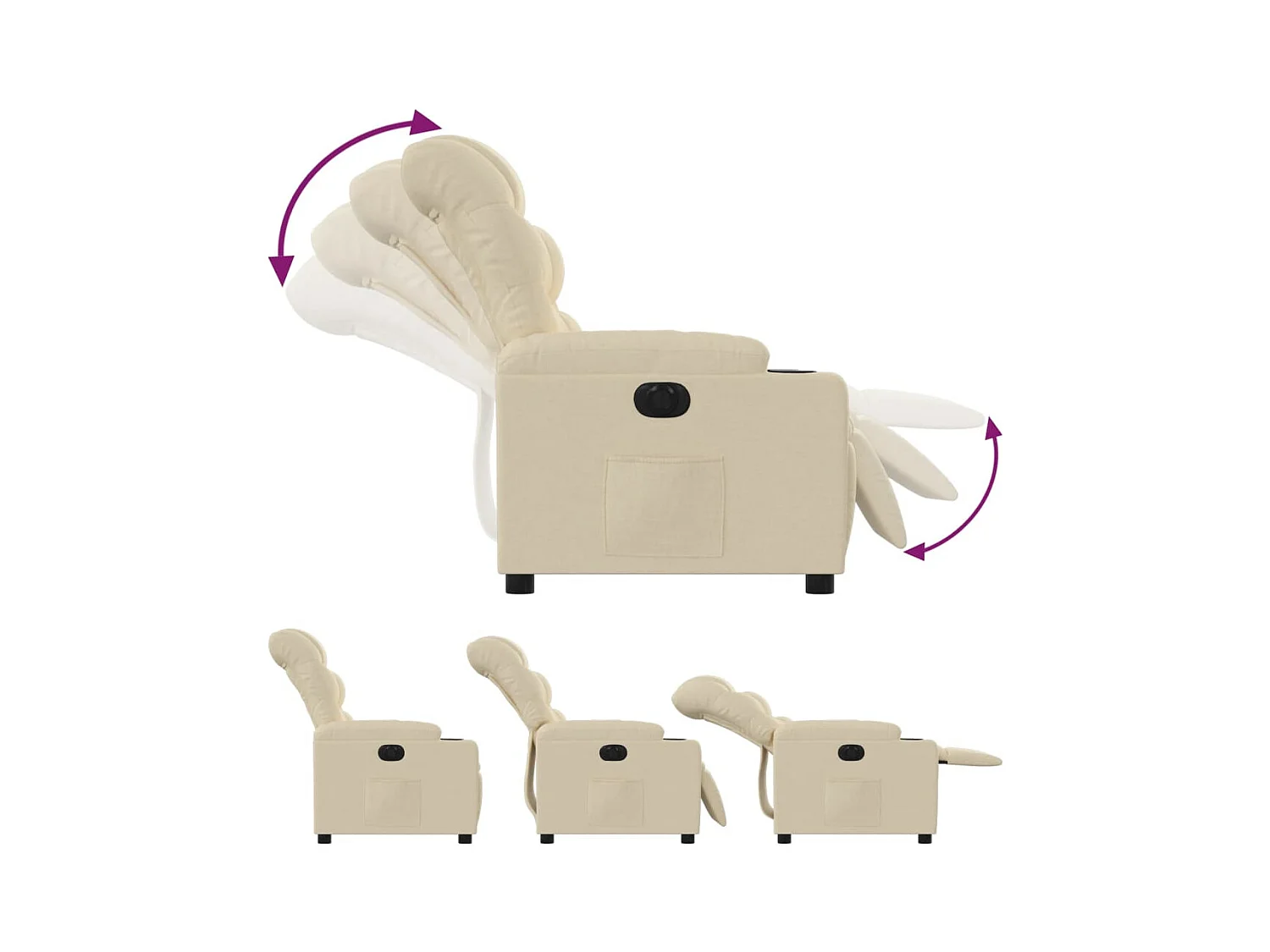 Fauteuil inclinable électrique Crème Tissu